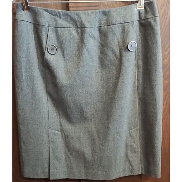 Talbots Skirt Womens 12 Large Gray Midi A-Line Wool Lined Zipper Stretch Career - Picture 1 of 6
